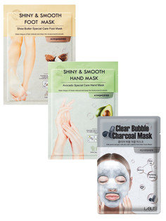 Набор тканевых масок для ног, рук и лица LABUTE увлажнение, питание, очищение, 3 шт