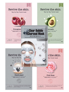 Набор тканевых масок для лица LABUTE ассорти: увлажнине, питание, очищение, 5 шт