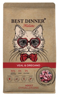 Сухой корм для кошек Best Dinner Holistic гипоаллергенный, телятина и орегано, 400г