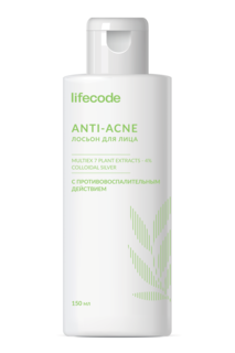 Увлажняющий лосьон для лица "ANTI-ACNE" для проблемной кожи, очищающий тоник против прыщей Lifecode