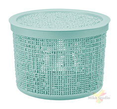 Коробка БЯЗЬ с крышкой D17см 2л Морская волна Idea