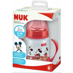 Обучающая бутылочка NUK насадкой из силикона Disney, 150 мл, красный