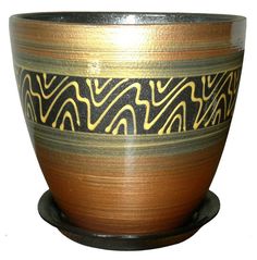 Бронзовый с черным керамический горшок для цветов Сады Аурики "Бокарнея" 15 см, 2 л, 1 шт.