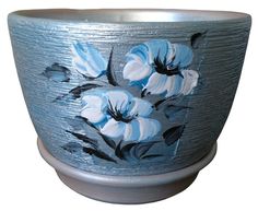 Голубой с рисунком керамический горшок для цветов Сады Аурики "Даваллия" 17 см, 2 л, 1 шт.