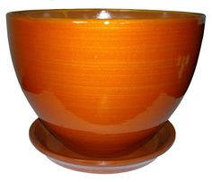 Оранжевый керамический горшок для цветов Сады Аурики "Гемария" 16 см, 1.4 л, 1 шт.