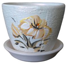 Белый с рисунком керамический горшок для цветов Сады Аурики "Гонгора" 10 см, 0.6 л, 1 шт.