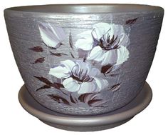 Сиреневый с рисунком керамический горшок для цветов Сады Аурики "Гинура" 17 см, 2 л, 1 шт.