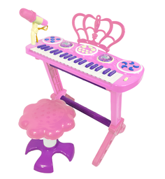 Детское пианино со стульчиком Lezile 2669-3708 розовое, 32 клавиши