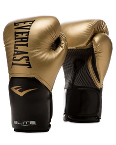 Боксерские перчатки Everlast Elite ProStyle черный/золотистый 8 унций