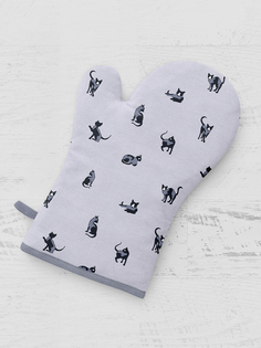 Прихватка-рукавица Рогожка Мари Санна Кошки 9968-2 стёганая 19х29