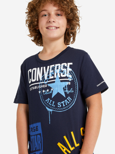 Футболка для мальчиков Converse Logo All Over Layout, Синий, размер 132