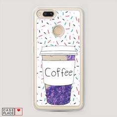 Жидкий чехол с блестками "Coffee прозрачный стакан" на Xiaomi Mi A1 Awog