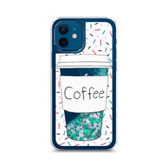 Жидкий чехол с блестками "Coffee прозрачный стакан" на Apple iPhone 12 Awog