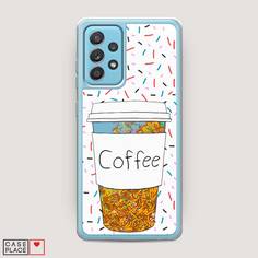 Жидкий чехол с блестками "Coffee прозрачный стакан" на Samsung Galaxy A52 Awog