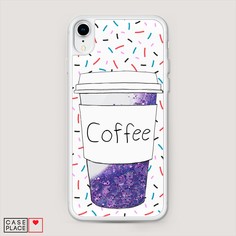 Жидкий чехол с блестками "Coffee прозрачный стакан" на Apple iPhone XR (10R) Awog