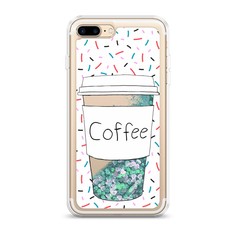 Жидкий чехол с блестками "Coffee прозрачный стакан" на Apple iPhone 7 Plus Awog