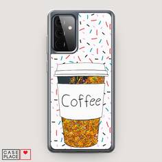 Жидкий чехол с блестками "Coffee прозрачный стакан" на Samsung Galaxy A72 Awog
