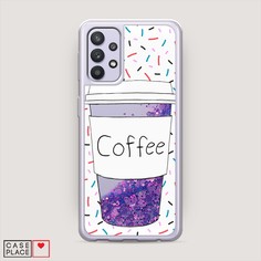 Жидкий чехол с блестками "Coffee прозрачный стакан" на Samsung Galaxy A32 Awog