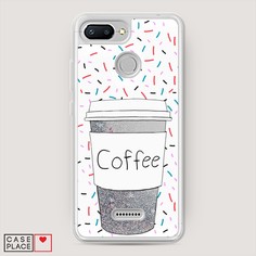 Жидкий чехол с блестками "Coffee прозрачный стакан" на Xiaomi Redmi 6 Awog