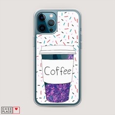 Жидкий чехол с блестками "Coffee прозрачный стакан" на Apple iPhone 12 Pro Max Awog