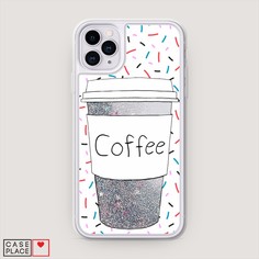 Жидкий чехол с блестками "Coffee прозрачный стакан" на Apple iPhone 11 Pro Awog