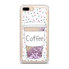 Жидкий чехол с блестками "Coffee прозрачный стакан" на Apple iPhone 7 Plus Awog
