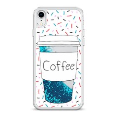 Жидкий чехол с блестками "Coffee прозрачный стакан" на Apple iPhone XR (10R) Awog
