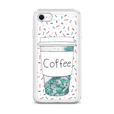 Жидкий чехол с блестками "Coffee прозрачный стакан" на Apple iPhone SE 2020 Awog