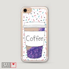 Жидкий чехол с блестками "Coffee прозрачный стакан" на Apple iPhone 8 Awog