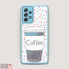 Жидкий чехол с блестками "Coffee прозрачный стакан" на Samsung Galaxy A52 Awog