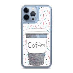 Жидкий чехол с блестками "Coffee прозрачный стакан" на Apple iPhone 13 Pro Max Awog