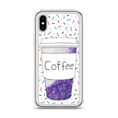 Жидкий чехол с блестками "Coffee прозрачный стакан" на Apple iPhone XS (10S) Awog