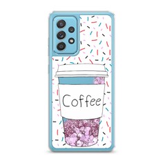 Жидкий чехол с блестками "Coffee прозрачный стакан" на Samsung Galaxy A52s Awog