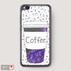 Жидкий чехол с блестками "Coffee прозрачный стакан" на Xiaomi Redmi Go Awog