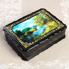 Шкатулка «Лесной берег», 17×23×6 см, лаковая миниатюра Sima-Land