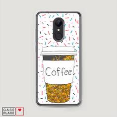 Жидкий чехол с блестками "Coffee прозрачный стакан" на Xiaomi Redmi 5 Awog