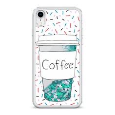 Жидкий чехол с блестками "Coffee прозрачный стакан" на Apple iPhone XR (10R) Awog
