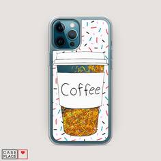 Жидкий чехол с блестками "Coffee прозрачный стакан" на Apple iPhone 12 Pro Awog