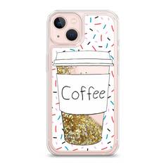 Жидкий чехол с блестками "Coffee прозрачный стакан" на Apple iPhone 13 Awog