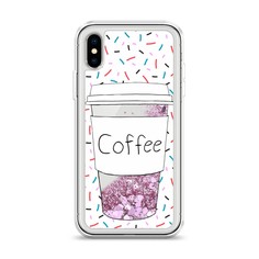 Жидкий чехол с блестками "Coffee прозрачный стакан" на Apple iPhone X (10) Awog