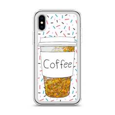 Жидкий чехол с блестками "Coffee прозрачный стакан" на Apple iPhone X (10) Awog