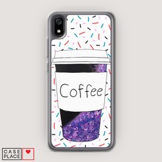 Жидкий чехол с блестками "Coffee прозрачный стакан" на Xiaomi Redmi 7A Awog