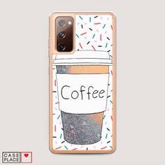 Жидкий чехол с блестками "Coffee прозрачный стакан" на Samsung Galaxy S20 FE Awog