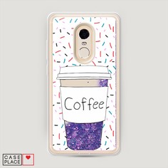 Жидкий чехол с блестками "Coffee прозрачный стакан" на Xiaomi Redmi Note 4X Awog