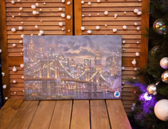 Светящееся оптико-волоконное настенное панно НЬЮ ЙОРК - БРУКЛИН, 38x58 см, Kaemingk