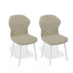 Стул ДИК Dikline 239 кож/зам кож/зам BEIGE,ножки белые