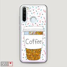 Жидкий чехол с блестками "Coffee прозрачный стакан" на Xiaomi Redmi Note 8T Awog