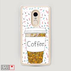 Жидкий чехол с блестками "Coffee прозрачный стакан" на Xiaomi Redmi Note 4X Awog