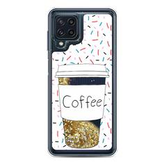 Жидкий чехол с блестками "Coffee прозрачный стакан" на Samsung Galaxy M32 Awog