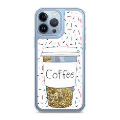 Жидкий чехол с блестками "Coffee прозрачный стакан" на Apple iPhone 13 Pro Max Awog